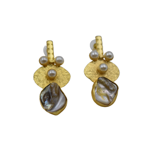 ต่างหูเม็ดเดี่ยวประดับมุกชุบทองวัสดุทองเหลืองสำหรับผู้หญิงและผู้หญิงดีไซน์ทันสมัยล่าสุด - Product Image 2