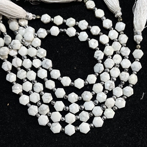 Cuentas de forma hexagonal facetadas de howlita, cuentas de fantasía de piedras preciosas naturales de 8MM, suministros de cuentas al por mayor - Product Image 3