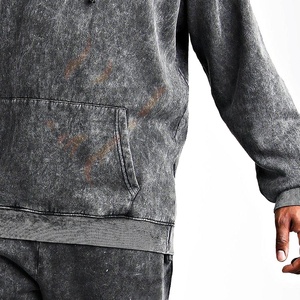 Unisex Cotton Hoodie <b>Jogger</b> Tracksuit <b>Set</b> Acid Wash Casual Wear Cotton Tracksuit for Men Custom Logo Hoodie and <b>Jogger</b> <b>Matching</b> - Product Image 5
