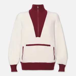 Vente en gros de pulls à col ras du cou et à manches longues imprimés sur mesure pour femmes sweat-shirt tricoté brodé en molleton de coton design délavé sur le devant - Product Image 1