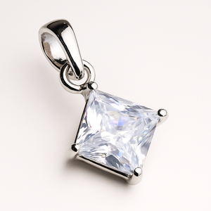 Collier pendentif carré en argent sterling 925 plaqué rhodium avec cristal CZ pour femme, bijou minimaliste, cadeau - Product Image 5