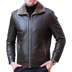 Wholesale Custom Genuine Sheep <b>Leather</b> <b>Jacket</b> For Men Premium <b>Real</b> <b>Leather</b> Winter Fashion Outerwear - Product Image 3