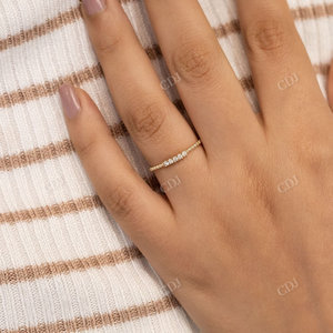 Minimalista 10K 14K 18K oro amarillo sólido media eternidad mujeres laboratorio cultivado anillos de diamantes anillo a juego con cuentas diseñador apilamiento banda - Product Image 3