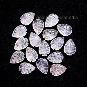 พลอยรูปทรงใบสีโรสควอตซ์ลูกปัดเรียบสีกุหลาบธรรมชาติลูกปัดแกะสลักด้วยมือลูกปัดกุหลาบควอตซ์การทำเครื่องประดับ14มม. - Product Image 4