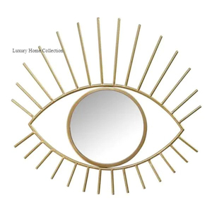 Metal Iron Wall <b>Mirror</b> With Eye Shape <b>Gold</b> Color Large Shape Bathroom and Living Room Decorative Wall <b>Mirror</b> Supplies - Product Image 1
