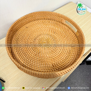 Bandeja de servicio de ratán artesanal de producto superior que mezcla tejido tradicional con necesidades de diseño contemporáneo - Product Image 2