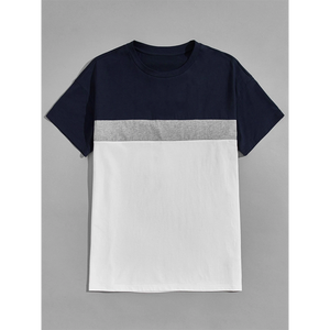 เสื้อยืดผู้ชาย คอกลม แขนสั้น สไตล์สตรีทแวร์ แฟชั่นสีสันตัดกัน สำหรับฤดูร้อน - Product Image 6