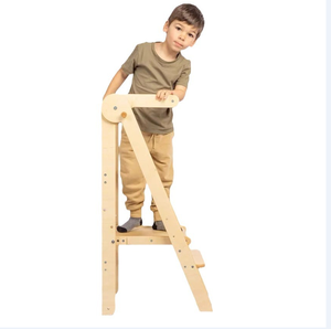 Tabouret surélevé en bois pour le lavage des mains - Product Image 3