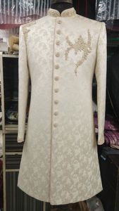 LATEST DESIGN GOLD ZARI EMBROIDERY on WHITE SHERWANI WITH <b>PANT</b> DRESS & ALSO MATCHING SHOE WITH DRESS for PARTY-WEAR/WEDDING@2023 - Product Image 2