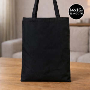 Wholesale Black Cotton Tote <b>Bag</b> 14x16 <b>Medium</b> Size Blank Reusable <b>Bags</b> Heat Transfer Printing Eco-Friendly for Daily Use Foods - Product Image 2