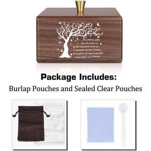 โกศใส่เถ้ากระดูกทำจากไม้วอลนัททำมือสำหรับขี้เถ้าของมนุษย์ต้นไม้แห่งชีวิตที่ระลึกสำหรับงานศพขี้เถ้าผู้ชายผู้หญิงเด็ก - Product Image 5