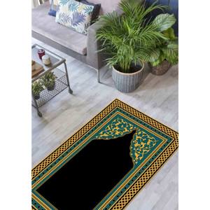 พรมพิมพ์ลายดีไซน์คลาสสิก: พรมละหมาดมุสลิมแบบกันลื่น ดีไซน์หรูหรา พร้อมพรมขนนุ่ม - Product Image 5