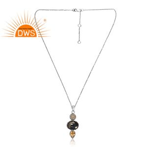 Collar con colgante de múltiples piedras preciosas naturales de Plata de Ley 925 más vendido, fabricante de joyería personalizada - Product Image 1