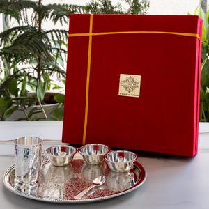 IndianArtVilla Ensemble de dîner en relief plaqué argent pur, 7 pièces pour hôtel et restaurant à domicile - Product Image 6