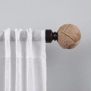 Exclusive Rope Ball Knot <b>Curtain</b> Rod and Coordinating <b>Finial</b> Set Smart <b>Curtain</b> Rod Home Decor <b>Curtain</b> Accessories - Product Image 1