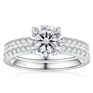 แหวนหมั้นเพชรทรงกลม 1.5 กะรัต ทอง 14k 18k ชุดแหวนแต่งงานเพชร ชุดเจ้าสาว แหวนแต่งงานสำหรับเธอ - Product Image 2