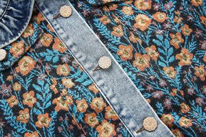 เสื้อแจ็คเก็ตผ้าแคนวาสถักสไตล์วินเทจลำลองสำหรับผู้หญิง ผลิตตามสั่งจากโรงงาน ระบายอากาศได้ดี สีอ่อนฟอก แขนสั้น/ยาว ทรงหลวม ผ้าฝ้าย - Product Image 4