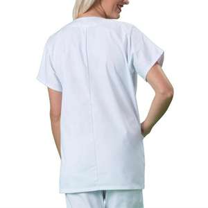 Uniforme de enfermera de manga corta con abrigo médico blanco para mujer con botones frontales y bolsillos para ropa de trabajo hospitalaria y sanitaria - Product Image 3