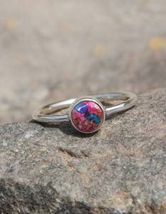 แหวนเงินแท้ทำมือประดับมุกและเทอร์ควอยซ์สีชมพู ดีไซน์ดอกดาเลีย พร้อมเทอร์ควอยซ์คิงแมน เหมาะสำหรับเป็นของขวัญ - Product Image 2