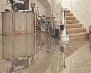 กระเบื้องปูพื้นและผนังลายไม้มะเกลือสีทองเคลือบด้านขัดเงาทันสมัยสำหรับตกแต่งภายในบ้านหรู โรงแรม สำนักงาน ขนาด 60x120 ซม. หนา 8.5 มม. - Product Image 1