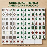 Mahjong Américain Personnalisé de Noël en Gros, 160 Tuiles, Motif Bonhomme en Pain d'Épices et Canne à Sucre, Ensemble de Jeu Festif