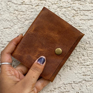 Cartera de mano de cuero marrón, monedero pequeño, elegante - Product Image 1