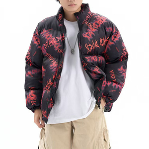 Chaqueta Acolchada con Estampado Gráfico Gótico Y2K para Hombre, Chaqueta de Invierno con Estampado Completo, Estilo Urbano, Chaqueta Acolchada Roja con Graffiti, Chaquetas Acolchadas Personalizadas - Product Image 3
