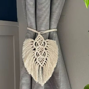 Sujetador de Cortina de Macramé con Forma de Hoja, Amarre de Cortina Hecho a Mano, Estilo Moderno, Decoración de Cortina de Algodón - Product Image 1