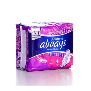 Always Maxi Pads Size 4 Overnight Absorbency Unscented with Wings, 33 Count