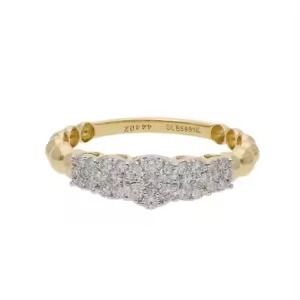 Anillo de oro de 14 quilates con diamantes naturales, elegante banda de aniversario de varias piedras, joyería de boda llamativa o accesorio nupcial de lujo - Product Image 2