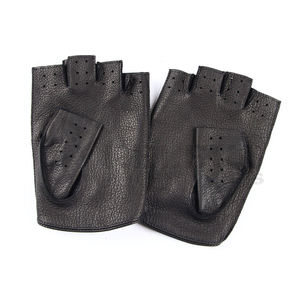 Gants de moto unisexes demi-doigts respirants compatibles avec les écrans tactiles antidérapants en polyester pour l'extérieur quotidien - Product Image 4