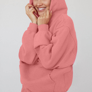 2025 personnalisé OEM rose femmes 2 pièces français éponge sweat à capuche ensembles Jogging costume femmes survêtement Yoga Gym hiver ensemble - Product Image 2
