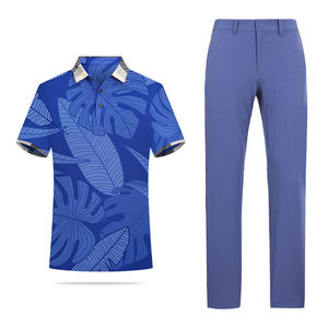 Conjunto de entrenamiento de golf OEM y ODM para hombre, venta al por mayor, polos hawaianos con estampado de sublimación de dos piezas, pantalones largos, ropa de golf personalizable - Product Image 4