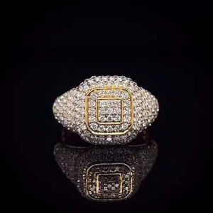 Or jaune 14 carats Design unique Glacé Moissanite Rond Brillant Coupe VVS Clarté Diamant Luxe Original Bijoux Hip Hop - Product Image 4