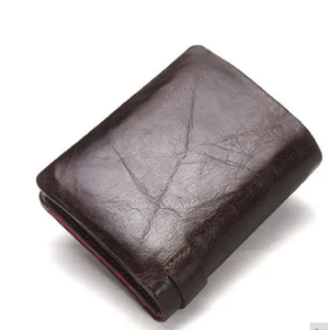 กระเป๋าสตางค์หนังสีน้ำตาลเข้มเรียบพร้อมด้วยการตกแต่งที่ละเอียดอ่อนและการออกแบบที่คลาสสิกใช้ได้ในราคาขายส่ง - Product Image 1