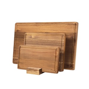 Juego de 3 tablas de cortar de madera orgánica con ranura para jugo, bloque de carnicero de cocina para picar carne y verduras de manera eficiente - Product Image 4