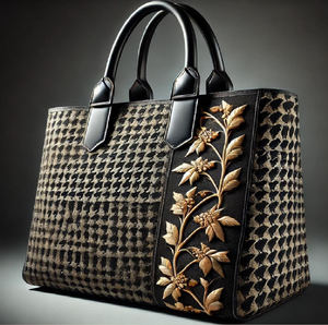 Artistic teal tote with pearl details and floral embroidery. Unique design available at wholesale prices. - Product Image 3