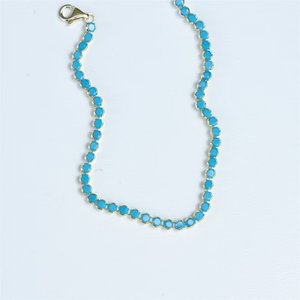 Pulsera de tenis de piedra turquesa 5mm cabujón turquesa delicado nupcial 925 plata esterlina regalo fino - Product Image 3