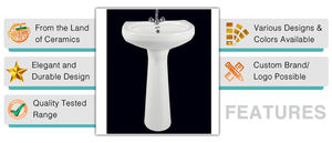 Lavabo de Pedestal Ovalado de Cerámica Blanca Clásica de Calidad Superior, con un Solo Orificio, Capacidad de 20L, Montado en el Suelo - Product Image 3