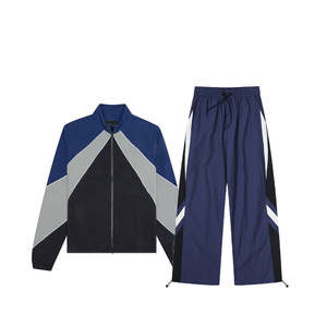 Survêtement en nylon uni personnalisé pour hommes, de haute qualité, ensemble 2 pièces, léger, ample, coupe-vent - Product Image 4