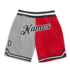 Industrie Direct Engro Sportswear Basketball <b>Shorts</b> Custom Gray Black-<b>Red</b> Authentic Throwback Split Fashion Basketball <b>Shorts</b> - Product Image 1