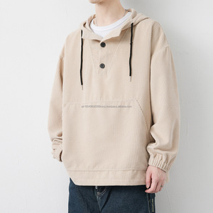 เสื้อฮู้ดดี้ผู้ชายผ้าคอร์ดูรอยแบบสั่งทำพิเศษ สไตล์ฮิปฮอป ติดกระดุม มีกระเป๋าขนาดใหญ่พิเศษ - Product Image 3