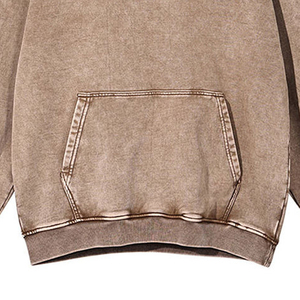 Nueva Sudadera con Capucha de Moda Personalizada en Color Sólido con Lavado Ácido, Sudadera con Capucha para Hombre, Básica, de Algodón Mezclado, Holgada, con Hombros Caídos, Lavado Ácido - Product Image 6