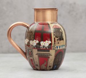 Jarra de cobre puro, oro rosa, diseño antiguo, calidad sólida, tamaño grande, jarra de cobre puro de Metal para agua potable - Product Image 3