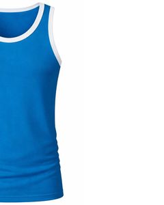 Customized Men Blue Sleeveless Tank Top Athletic Gym Vest Breathable <b>Stretch</b> <b>Fabric</b> Summer Wear Custom Manufacturer Wholesale - Product Image 3