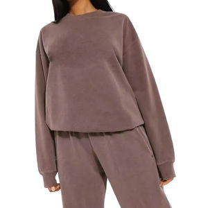 Nuevos diseños, sudadera y chándal personalizados, chándal 100% de lana de algodón para mujer, conjuntos ajustados de dos piezas, chándal para mujer 2026 - Product Image 3