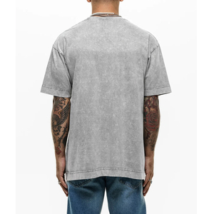 T-shirts personnalisés à col rond pour hommes, coupe classique, poids lourd 180 g/m², 100 % coton, délavé à l'acide, décontracté, écologique - Product Image 4