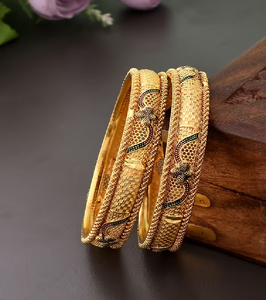 กำไลสไตล์ kundan โทนสีทองประดับดอกไม้อัญมณีสีแดงและสีเขียวเครื่องประดับเจ้าสาวอินเดียมีจำหน่ายในราคาขายส่ง - Product Image 4