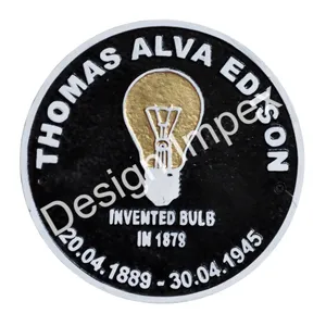 토마스 엘바 에디슨 유명한 일반 사인 캐스트 알루미늄 금속 인기있는 성격 발명가 전구 에디슨 사인 벽걸이 용