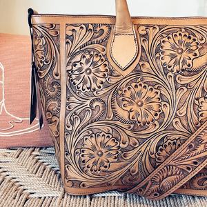 Sac fourre-tout bohème en cuir véritable de qualité supérieure avec fleurs à pompons personnalisables, couleur personnalisable, sac à main multi-usages pour femme, collection automne - Product Image 2